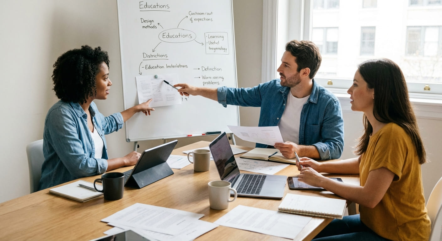 Команда специалистов работает над образовательными материалами