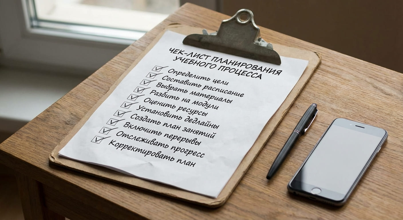 Чек-лист планирования учебного процесса с перечнем необходимых шагов