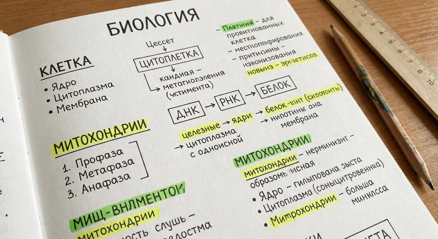 Шаблон учебного конспекта с различными способами структурирования информации